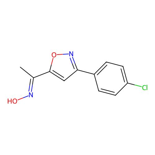 N-[1-[3-(4-chlorophenyl)-1,2-oxazol-5-yl]ethylidene]hydroxylamine structure