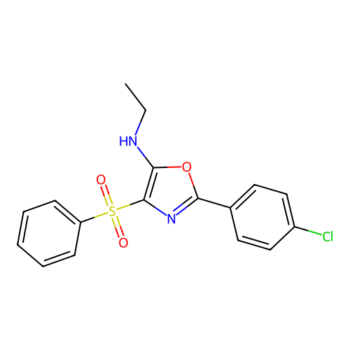2-(4-chlorophenyl)-N-ethyl-4-(phenylsulfonyl)-5-Oxazolamine structure