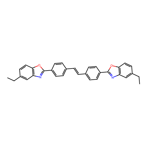 2,2'-(Vinylenedi-p-phenylene)bis(5-ethylbenzoxazole) structure