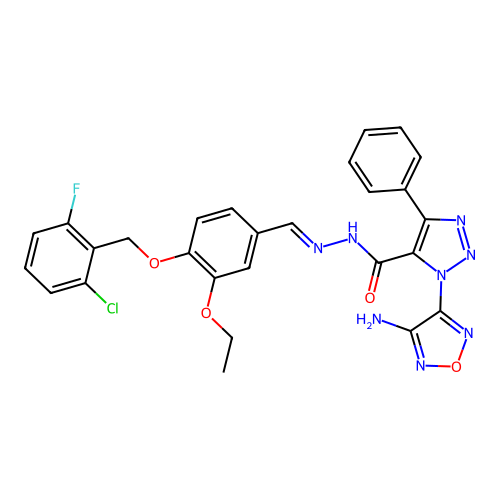1-(4-AMINO-1,2,5-OXADIAZOL-3-YL)-N'-((E)-{4-[(2-CHLORO-6-FLUOROBENZYL)OXY]-3-ETHOXYPHENYL}METHYLIDENE)-4-PHENYL-1H-1,2,3-TRIAZOLE-5-CARBOHYDRAZIDE structure