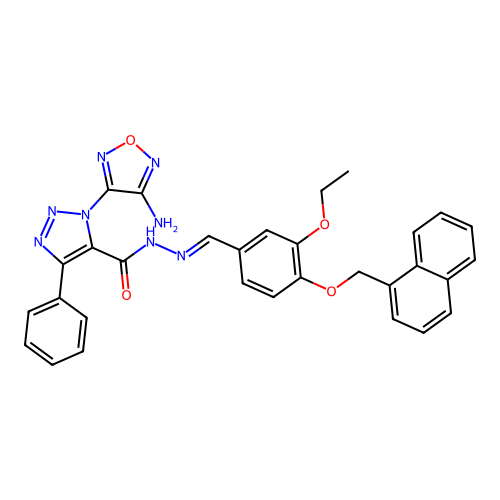 1-(4-AMINO-1,2,5-OXADIAZOL-3-YL)-N'-{(E)-[3-ETHOXY-4-(1-NAPHTHYLMETHOXY)PHENYL]METHYLIDENE}-4-PHENYL-1H-1,2,3-TRIAZOLE-5-CARBOHYDRAZIDE structure
