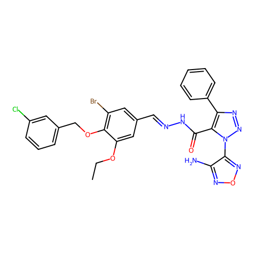 1-(4-AMINO-1,2,5-OXADIAZOL-3-YL)-N'-((E)-{3-BROMO-4-[(3-CHLOROBENZYL)OXY]-5-ETHOXYPHENYL}METHYLIDENE)-4-PHENYL-1H-1,2,3-TRIAZOLE-5-CARBOHYDRAZIDE structure