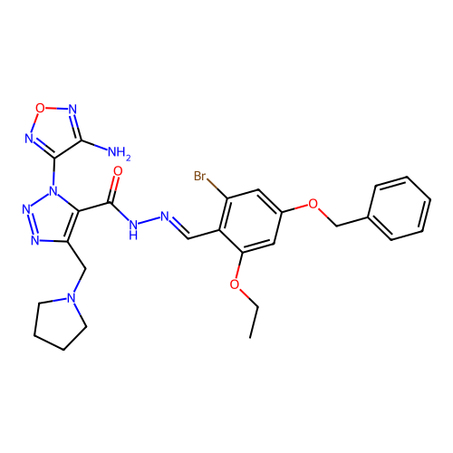 1-(4-AMINO-1,2,5-OXADIAZOL-3-YL)-N'-{(E)-[4-(BENZYLOXY)-2-BROMO-6-ETHOXYPHENYL]METHYLIDENE}-4-(1-PYRROLIDINYLMETHYL)-1H-1,2,3-TRIAZOLE-5-CARBOHYDRAZIDE structure