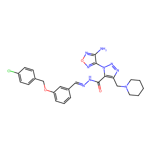 1-(4-AMINO-1,2,5-OXADIAZOL-3-YL)-N'-((E)-{3-[(4-CHLOROBENZYL)OXY]PHENYL}METHYLIDENE)-4-(1-PIPERIDINYLMETHYL)-1H-1,2,3-TRIAZOLE-5-CARBOHYDRAZIDE structure