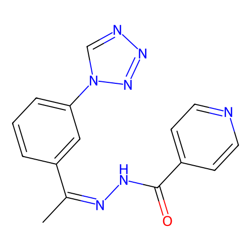 N-[1-[3-(tetrazol-1-yl)phenyl]ethylideneamino]pyridine-4-carboxamide structure