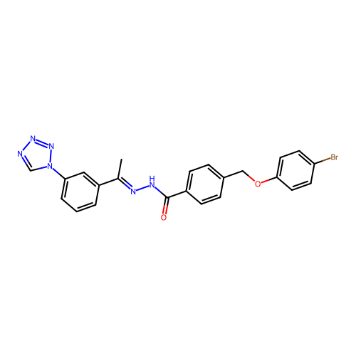 4-((4-Bromophenoxy)ME)-N'-(1-(3-(1H-tetraazol-1-YL)PH)ethylidene)benzohydrazide structure