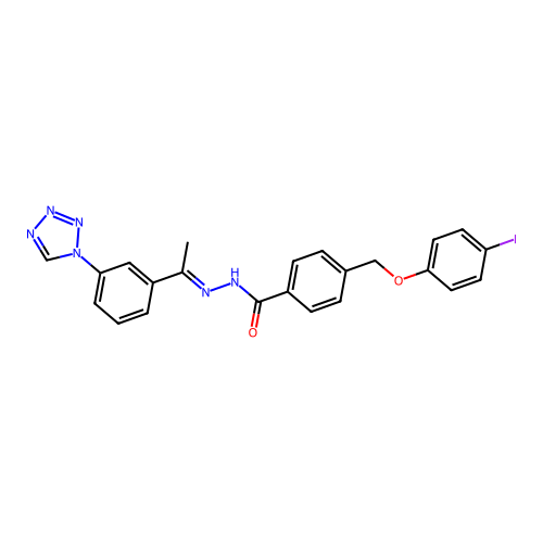 4-((4-Iodophenoxy)ME)-N'-(1-(3-(1H-tetraazol-1-YL)PH)ethylidene)benzohydrazide structure