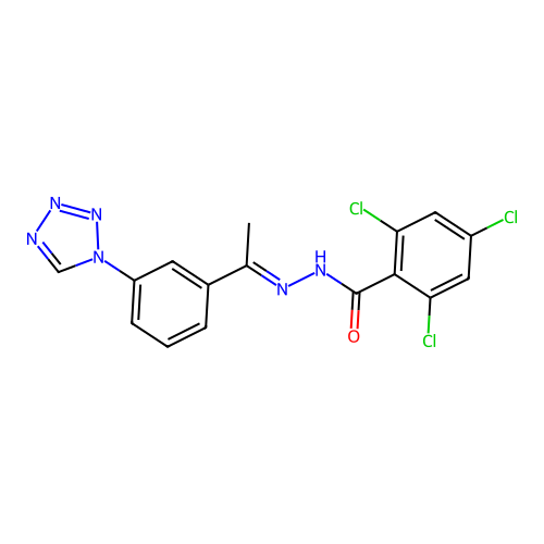 2,4,6-Trichloro-N'-(1-(3-(1H-tetraazol-1-YL)phenyl)ethylidene)benzohydrazide structure