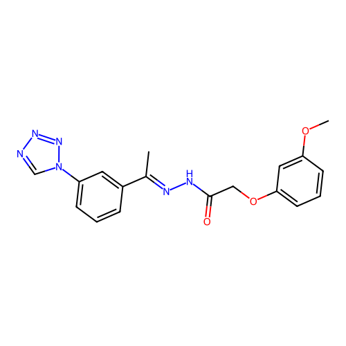 2-(3-Methoxyphenoxy)-N'-(1-(3-(1H-tetraazol-1-YL)PH)ethylidene)acetohydrazide structure