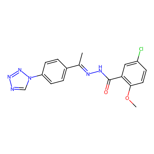 5-Chloro-2-methoxy-N'-(1-(4-(1H-tetraazol-1-YL)phenyl)ethylidene)benzohydrazide structure