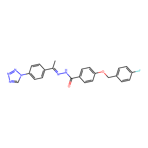 4-[(4-fluorobenzyl)oxy]-N'-{(E)-1-[4-(1H-tetraazol-1-yl)phenyl]ethylidene}benzohydrazide structure