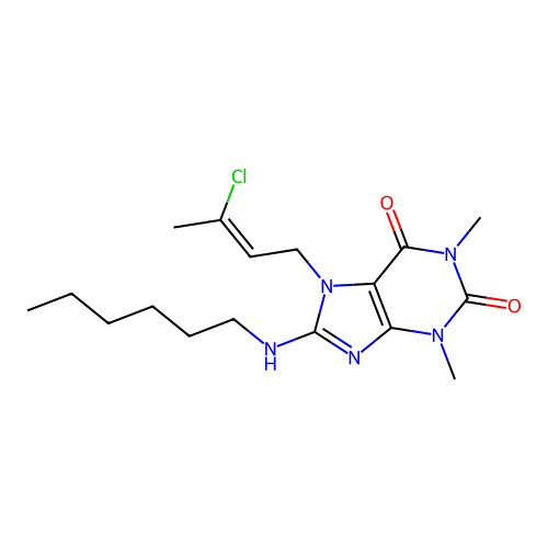 7-(3-Chlorobut-2-en-1-yl)-8-(hexylamino)-1,3-dimethyl-1H-purine-2,6(3H,7H)-dione structure