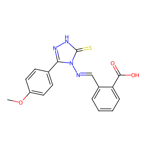 2-(((3-(4-Methoxyphenyl)-5-thioxo-1H-1,2,4-triazol-4(5H)-yl)imino)methyl)benzoic acid structure
