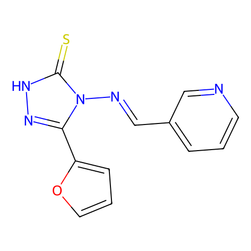 4-((1E)-2-(3-pyridyl)-1-azavinyl)-5-(2-furyl)-1,2,4-triazole-3-thiol structure