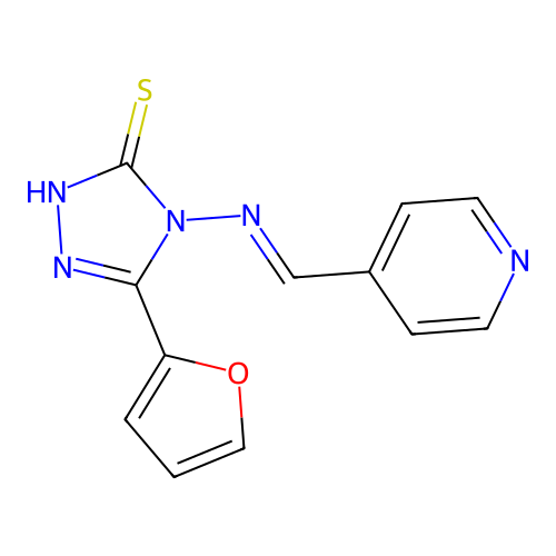 4-((1E)-2-(4-pyridyl)-1-azavinyl)-5-(2-furyl)-1,2,4-triazole-3-thiol structure