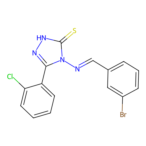 4-((3-Bromobenzylidene)amino)-5-(2-CL-PH)-4H-1,2,4-triazol-3-YL hydrosulfide structure