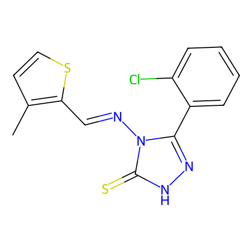 5-(2-CL-Phenyl)-4-(((3-ME-2-thienyl)methylene)amino)-4H-1,2,4-triazole-3-thiol structure