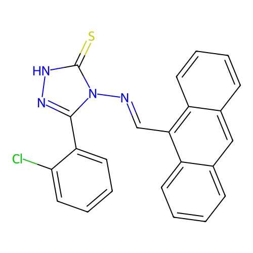 4-((9-Anthrylmethylene)amino)-5-(2-chloro-PH)-4H-1,2,4-triazol-3-YL hydrosulfide structure