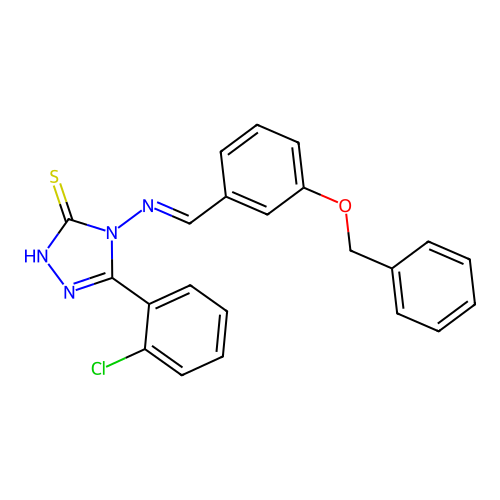 4-((3-(Benzyloxy)benzylidene)amino)5-(2-CL-PH)4H-1,2,4-triazol-3-YL hydrosulfide structure