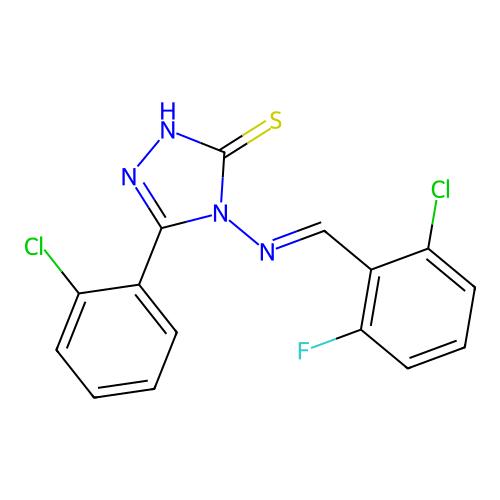 4-((2-CL-6-Fluorobenzylidene)amino)-5-(2-chlorophenyl)-4H-1,2,4-triazole-3-thiol structure