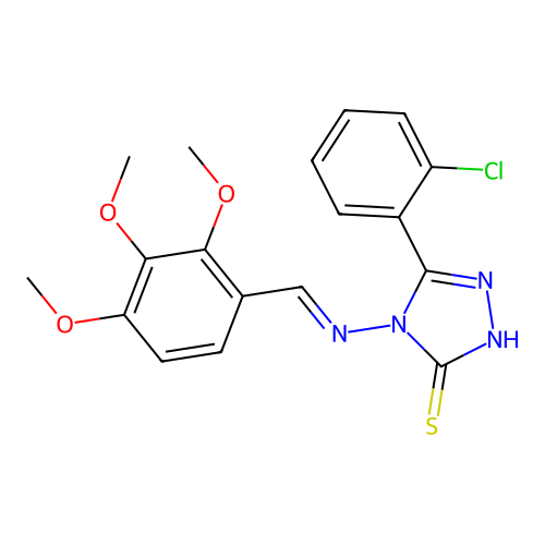 5-(2-CHLOROPHENYL)-4-{[(E)-(2,3,4-TRIMETHOXYPHENYL)METHYLIDENE]AMINO}-4H-1,2,4-TRIAZOL-3-YL HYDROSULFIDE structure