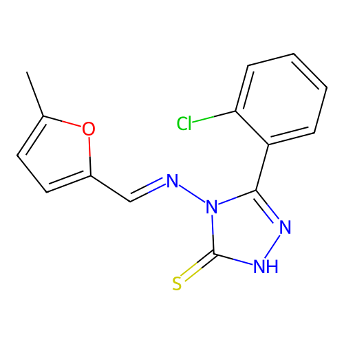 5-(2-Chlorophenyl)-4-(((5-ME-2-furyl)methylene)amino)-4H-1,2,4-triazole-3-thiol structure