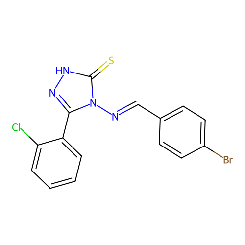 4-((4-BR-Benzylidene)amino)-5-(2-CL-phenyl)-4H-1,2,4-triazol-3-YL hydrosulfide structure