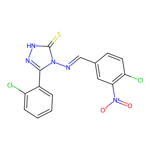 4-((4-CL-3-Nitrobenzylidene)amino)-5-(2-chlorophenyl)-4H-1,2,4-triazole-3-thiol structure