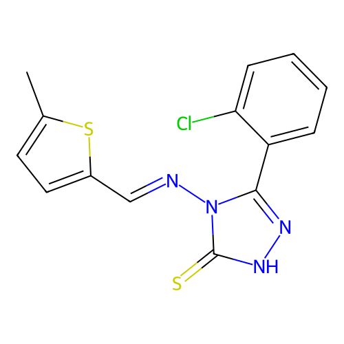 5-(2-CL-Phenyl)-4-(((5-ME-2-thienyl)methylene)amino)-4H-1,2,4-triazole-3-thiol structure