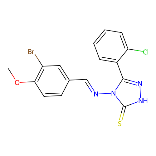 4-((3-BR-4-Methoxybenzylidene)amino)-5-(2-CL-phenyl)-4H-1,2,4-triazole-3-thiol structure