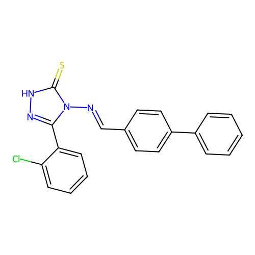 4-(((1,1'-Biphenyl)-4-ylmethylene)amino)-5-(2-CL-PH)-4H-1,2,4-triazole-3-thiol structure