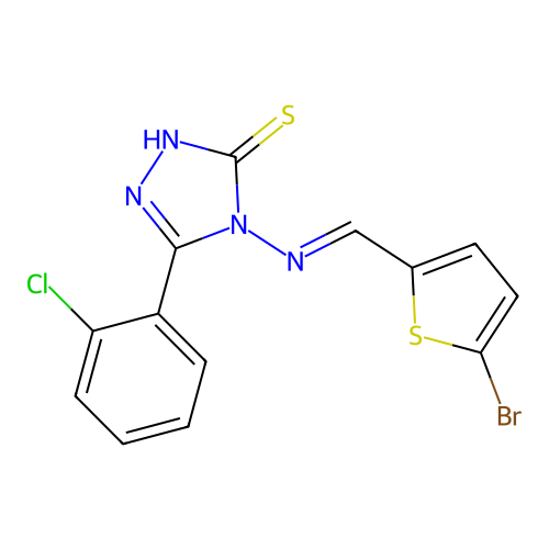 4-(((5-BR-2-Thienyl)methylene)amino)-5-(2-CL-phenyl)-4H-1,2,4-triazole-3-thiol structure