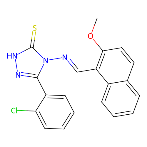 5-(2-CL-Phenyl)-4-(((2-meo-1-naphthyl)methylene)amino)-4H-1,2,4-triazole-3-thiol structure