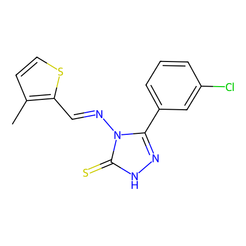 5-(3-CL-PH)-4-(((3-ME-2-Thienyl)methylene)amino)-4H-1,2,4-triazole-3-thiol structure