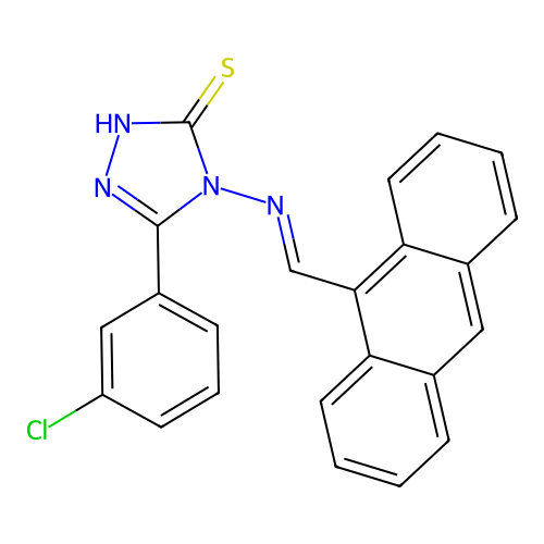 4-((9-Anthrylmethylene)amino)-5-(3-CL-phenyl)-4H-1,2,4-triazol-3-YL hydrosulfide structure