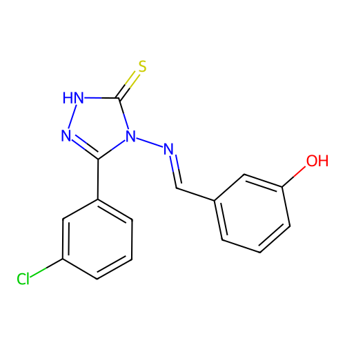 3-(((3-(3-Chlorophenyl)-5-mercapto-4H-1,2,4-triazol-4-YL)imino)methyl)phenol structure