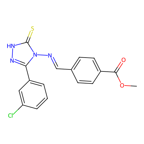 ME 4-(((3-(3-Chlorophenyl)-5-mercapto-4H-1,2,4-triazol-4-YL)imino)ME)benzoate structure