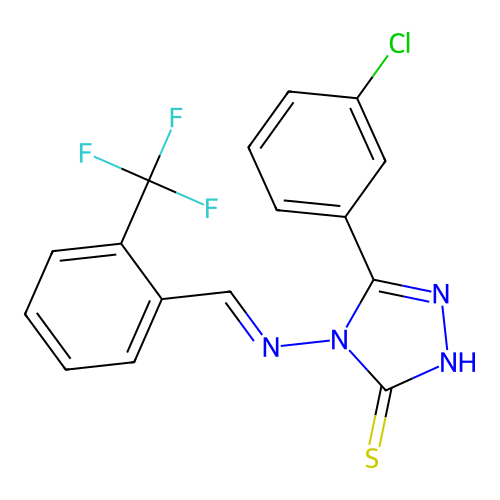 5-(3-CL-PH)-4-((2-(Trifluoromethyl)benzylidene)amino)-4H-1,2,4-triazole-3-thiol structure