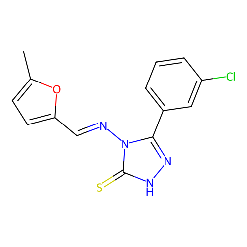 5-(3-Chlorophenyl)-4-(((5-ME-2-furyl)methylene)amino)-4H-1,2,4-triazole-3-thiol structure