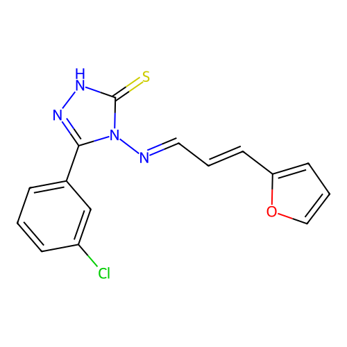 5-(3-CL-Phenyl)-4-((3-(2-furyl)-2-propenylidene)amino)-4H-1,2,4-triazole-3-thiol structure