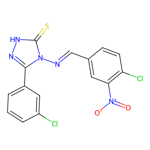 4-((4-CL-3-Nitrobenzylidene)amino)-5-(3-chlorophenyl)-4H-1,2,4-triazole-3-thiol structure
