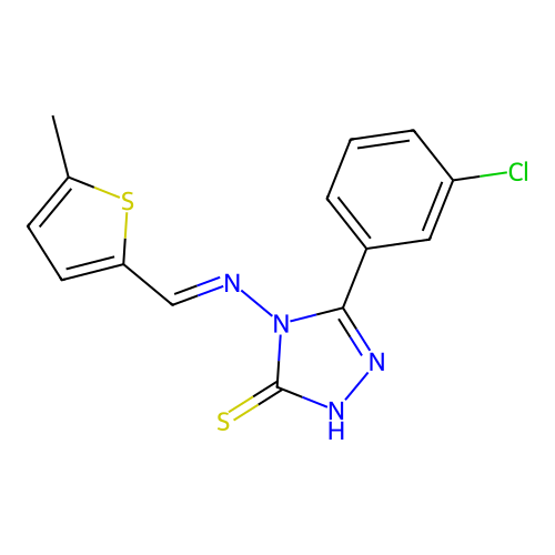 5-(3-CL-Phenyl)-4-(((5-ME-2-thienyl)methylene)amino)-4H-1,2,4-triazole-3-thiol structure