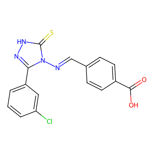 4-(((3-(3-CHLOROPHENYL)-5-MERCAPTO-4H-1,2,4-TRIAZOL-4-YL)IMINO)ME)BENZOIC ACID structure