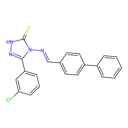 4-(((1,1'-Biphenyl)-4-ylmethylene)amino)-5-(3-CL-PH)-4H-1,2,4-triazole-3-thiol structure