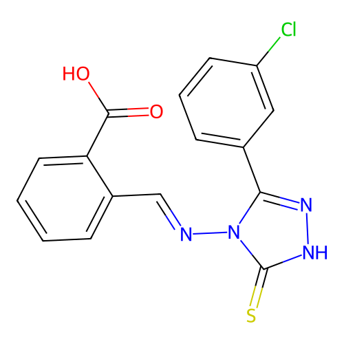 2-(((3-(3-Chlorophenyl)-5-thioxo-1H-1,2,4-triazol-4(5H)-yl)imino)methyl)benzoic acid structure