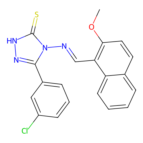 5-(3-CL-Phenyl)-4-(((2-meo-1-naphthyl)methylene)amino)-4H-1,2,4-triazole-3-thiol structure