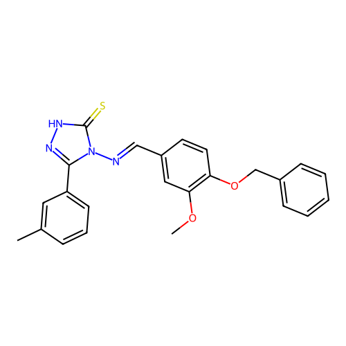 4-((4-(Benzyloxy)-3-meo-benzylidene)amino)-5-(3-ME-PH)-4H-1,2,4-triazole-3-thiol structure
