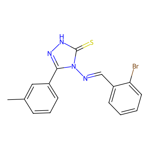 4-((2-Bromobenzylidene)amino)-5-(3-methyl-PH)-4H-1,2,4-triazol-3-YL hydrosulfide structure