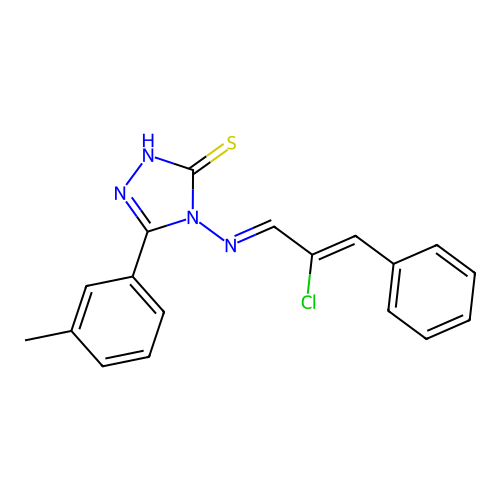 4-((2-CL-3-PH-2-Propenylidene)amino)-5-(3-methyl-PH)-4H-1,2,4-triazole-3-thiol structure
