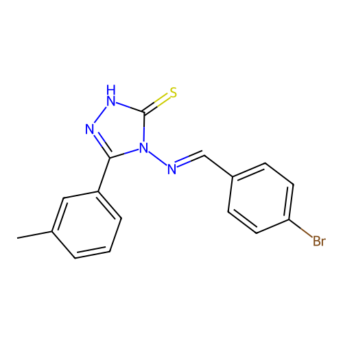 4-((4-Bromobenzylidene)amino)-5-(3-methyl-PH)-4H-1,2,4-triazol-3-YL hydrosulfide structure